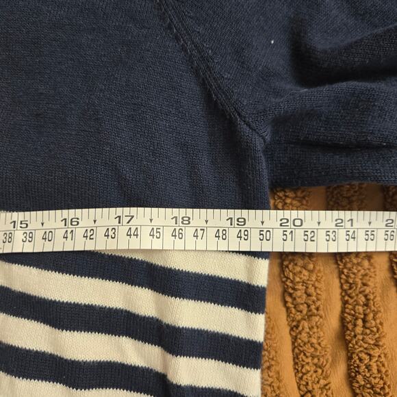 Maide by Bonobos Mens Prep Nautical Fisherman Navy Striped Quarter Zip Sweater M - Picture 9 of 10